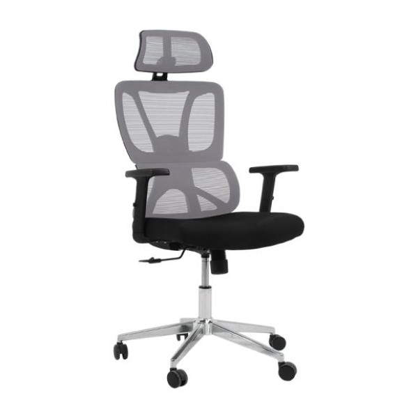 ΚΑΡΕΚΛΑ ΓΡΑΦΕΙΟΥ FL335 ΓΚΡΙ ΠΛΑΤΗ-ΜΑΥΡΟ ΚΑΘΙΣΜΑ 64x62x130εκ