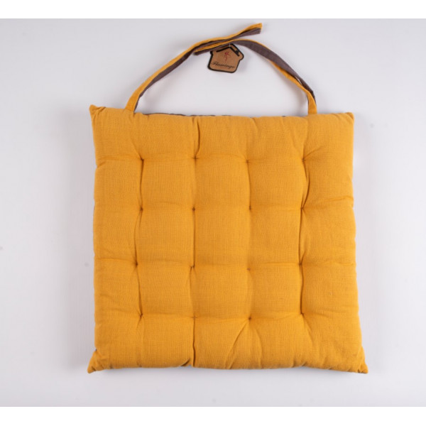 Μαξιλάρι καρέκλας Σχ.Duo 40x40cm διπλής όψης Yellow/Md.grey 100% βαμβ.