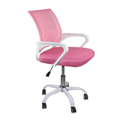 Πολυθρόνα Γραφείου χωρίς Ανάκλιση Άσπρο - Mesh Ροζ BF2101-SC 