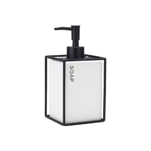 ΑΝΤΛΙΑ ΣΑΠΟΥΝΙΟΥ CAGE 450ML ΚΕΡΑΜΙΚΗ ΛΕΥΚΗ ΜΕ ΜΕΤΑΛ. ΠΛΑΙΣΙΟ 8.5x8.5x18.5CM