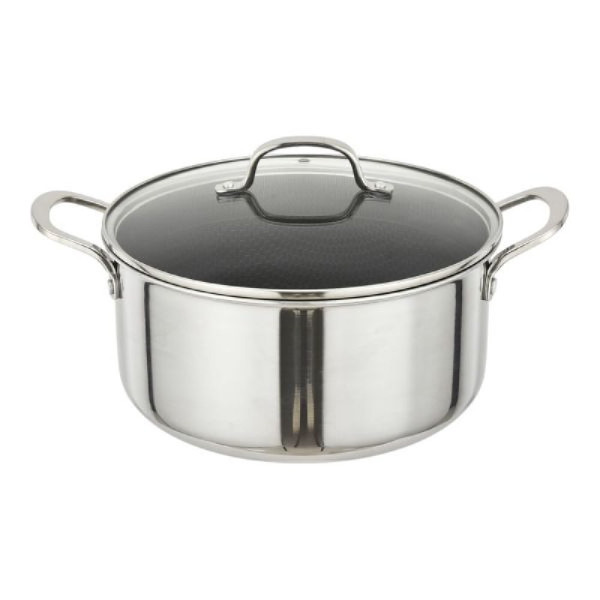 ΚΑΤΣΑΡΟΛΑ ΙΝΟΧ ΑΝΤΙΚ/ΤΙΚΗ ΜΕ ΓΥΑΛ. ΚΑΠΑΚΙ Dmond TRI-PLY 20εκ.