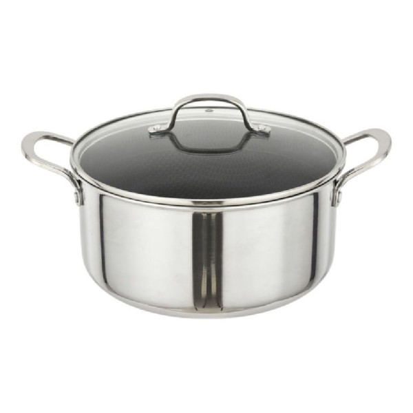 ΚΑΤΣΑΡΟΛΑ ΙΝΟΧ ΑΝΤΙΚ/ΤΙΚΗ ΜΕ ΓΥΑΛ. ΚΑΠΑΚΙ Dmond TRI-PLY 24εκ.