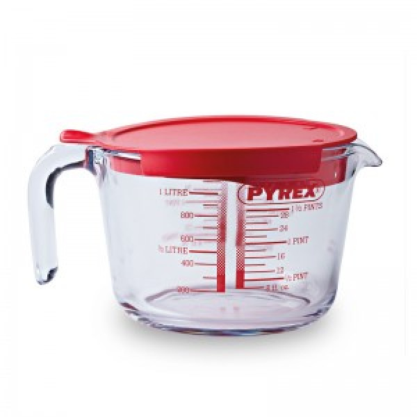 ΚΑΝΑΤΑ ΓΥΑΛΙΝΗ ΜΕΤΡΗΤΗΣ PYREX 1LT ΜΕ ΚΑΠΑΚΙ