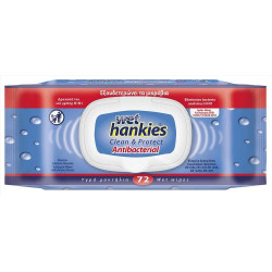 ΥΓΡΟΜΑΝΤΗΛΑ WET HANKIES ΑΝΤΙΒ/ΚΑ ΧΕΡΙΩΝ 72ΤΜΧ CLEAN & PROTECT (ΚΑΠΑΚΙ) 