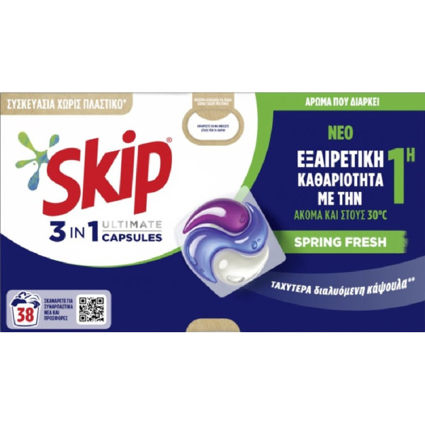 ΚΑΨΟΥΛΕΣ SKIP 3ΣΕ1 38ΤΜΧ 801,8ΓΡ ULTIMATE SPRING FRESH
